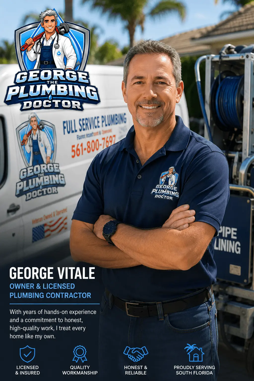 George Vitale, owner and licensed plumbing contractor — George The Plumbing Doctor, Jupiter FL