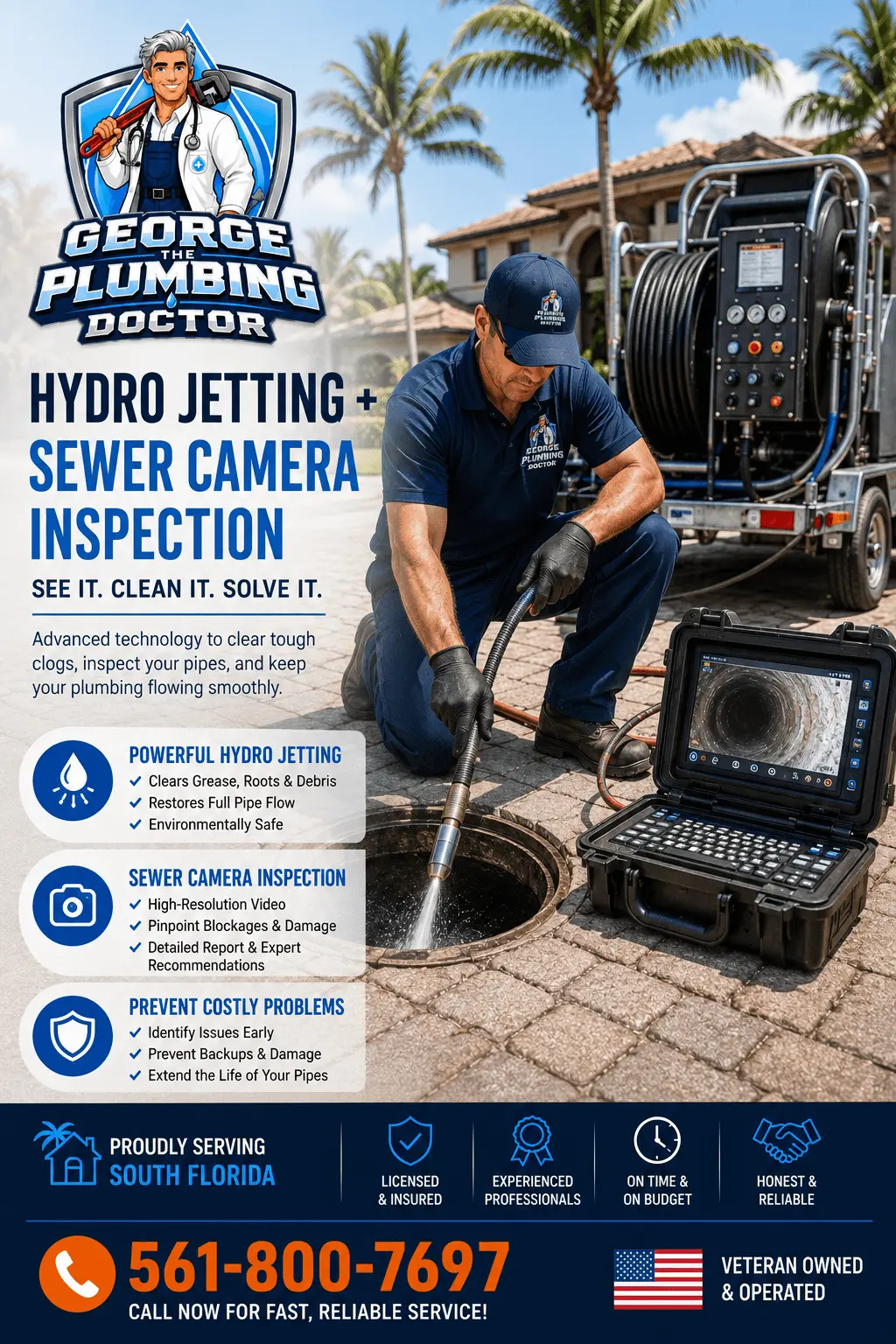 Jetting and Camera Inspection by George The Plumbing Doctor in Jupiter, FL