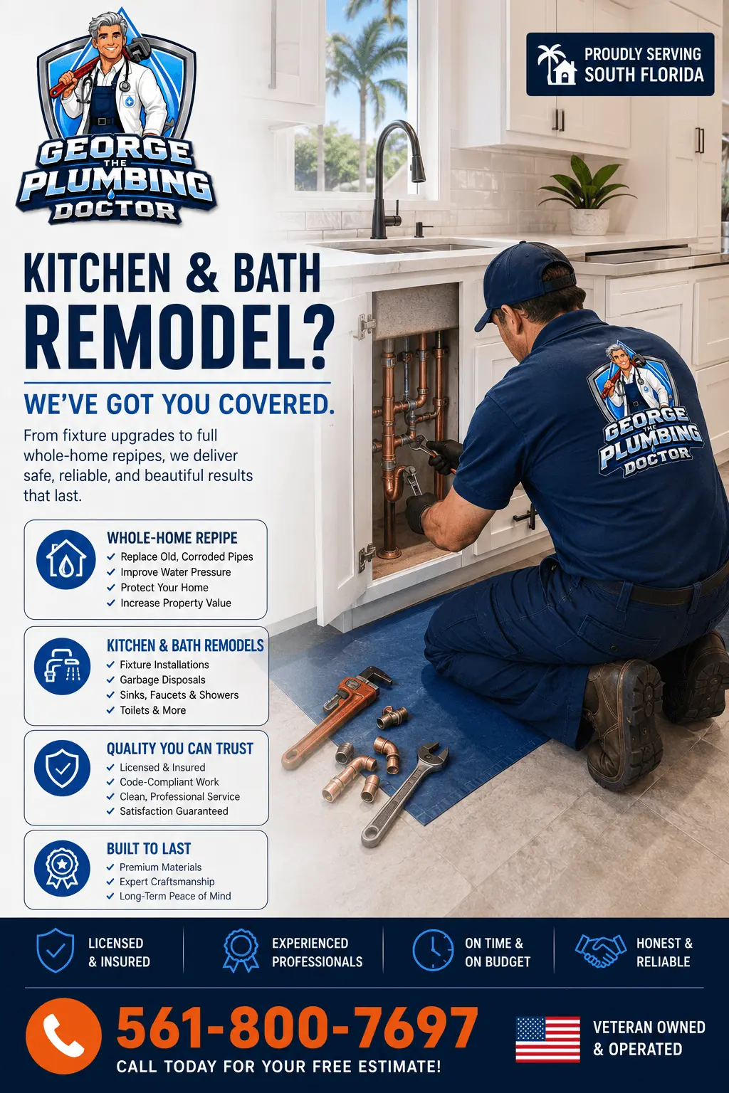 Remodeling and Repipes by George The Plumbing Doctor in Jupiter, FL
