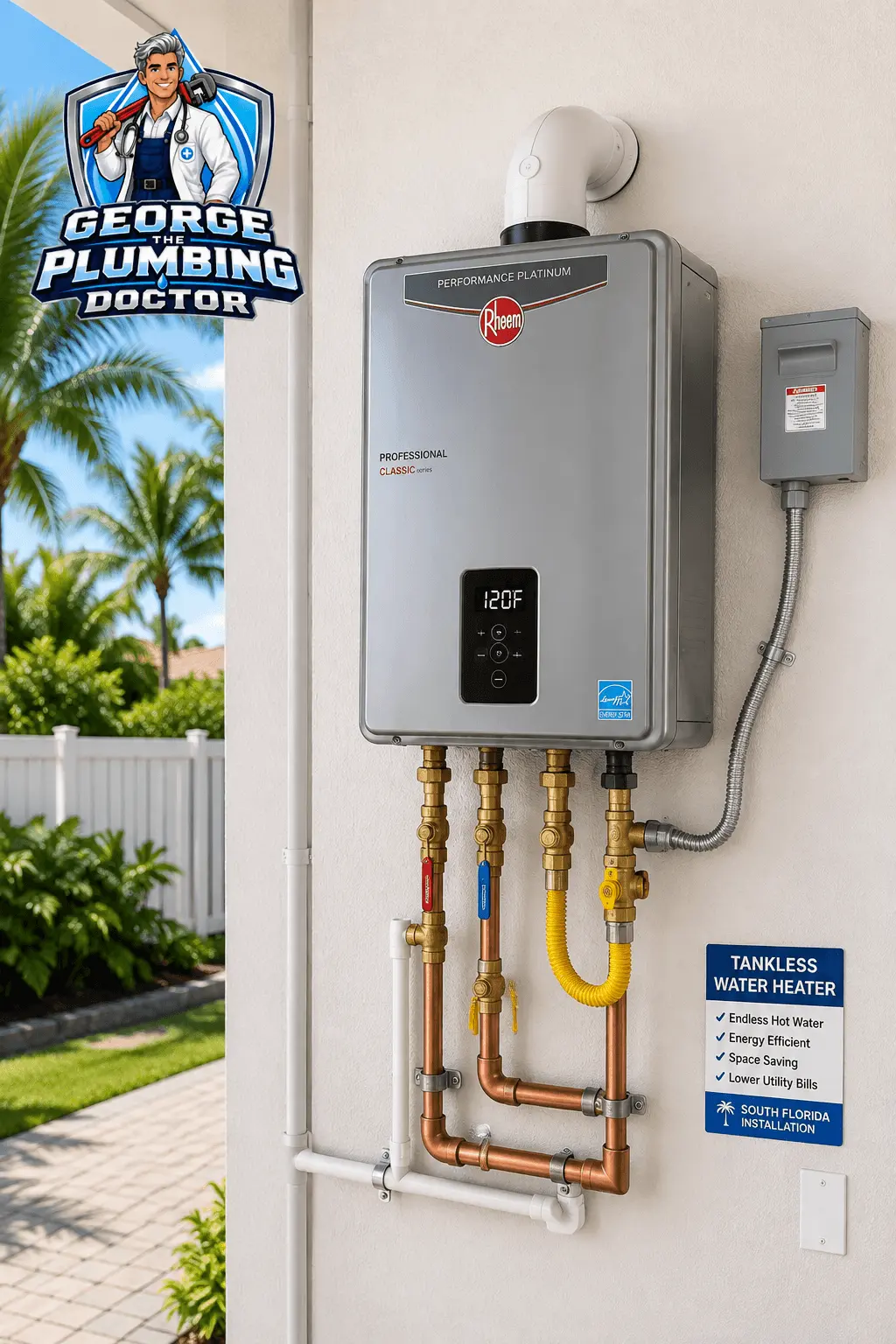 Tankless water heater installed by George The Plumbing Doctor — endless hot water, energy efficient